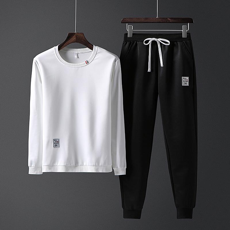 

Men's Tracksuits Fall 2022 Tracksuit Men Clothing Sports Suit 2 Pieces Set Plus Size -4XL Sweatsuit Sportswear Hoodies Sweat Pants, 36 white