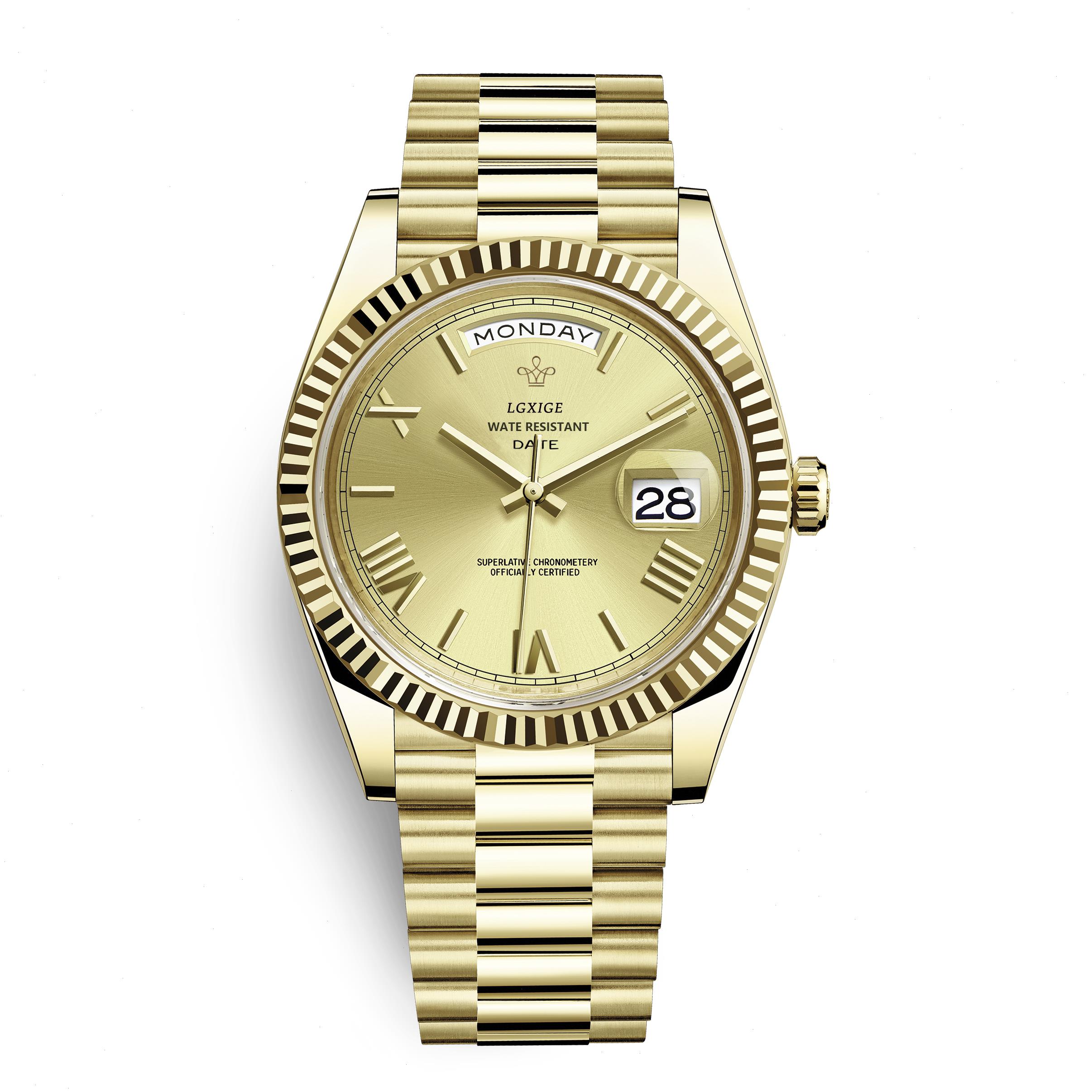 

Fashion Watch Men Day Date Miyota Quartz Brand Top Wristwatch Waterproof Steel Role Clock Buy China Direct, Rosegold red