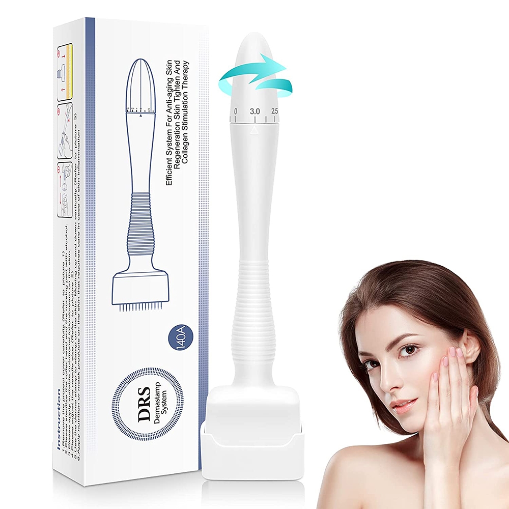 Professional Derma Roller 140 pins Stamp Adjustable Titanium Microneedling Microneedle Rollers Dermapen For Face Body Hair Beard Growth Skin Care-image-764763446