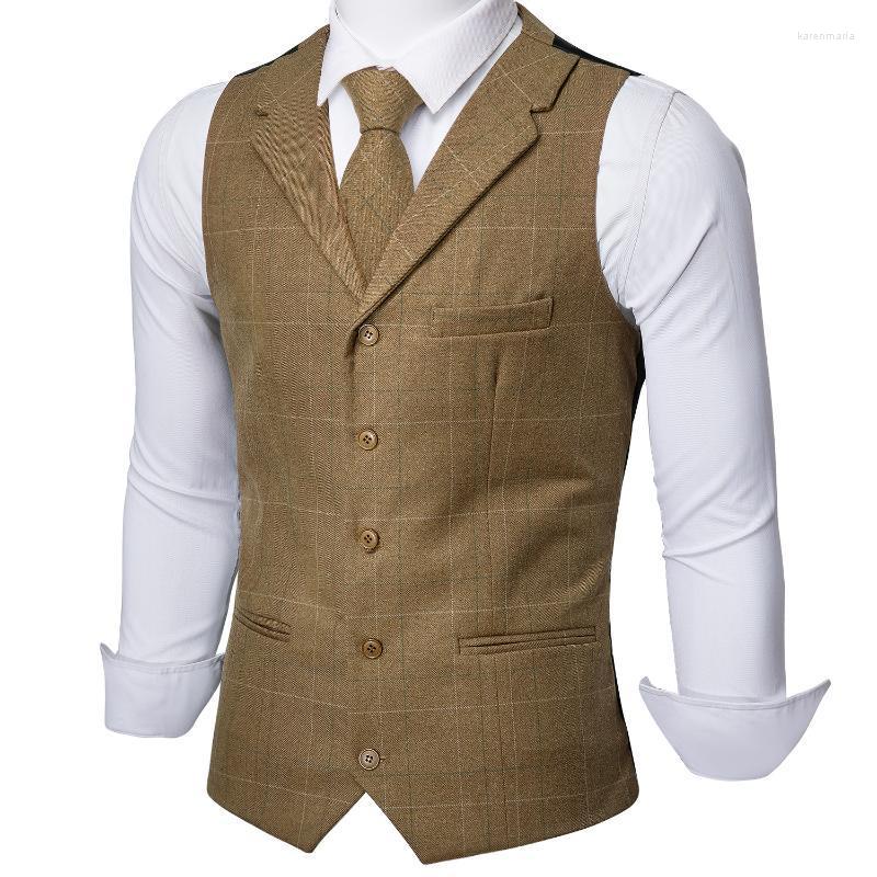 

Men' Vests Barry.Wang Mens Olive Yellow Plaid Waistcoat Blend Tailored Collar V-neck 3 Pocket Check Vest Tie Set Formal Leisure MD-2204 Kar, Md-2204-tie