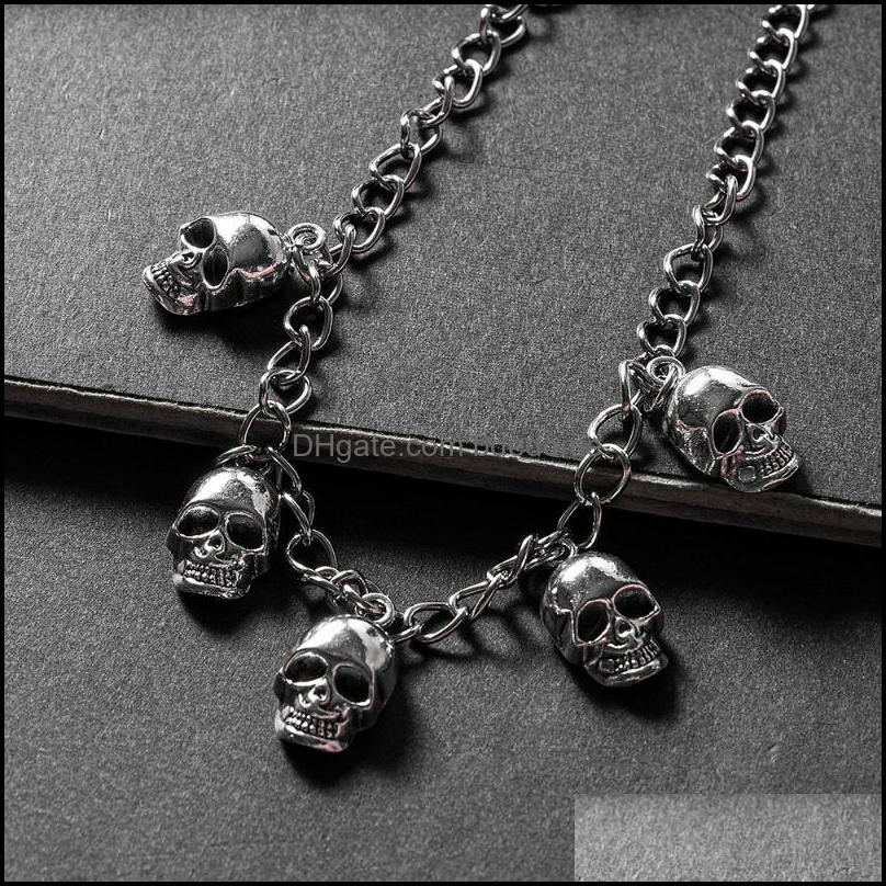 

Pendant Necklaces Pendants Jewelry Gothic Skl Necklace For Women Men Teens Hip Hop Punk Metal Chain Sk Dhuqf