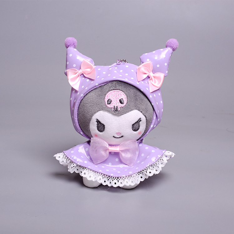 

2022 Stuffed Animals Six types Wholesale Cartoon plush toys Lovely raincoat kuromi 12cm keychains, As shown