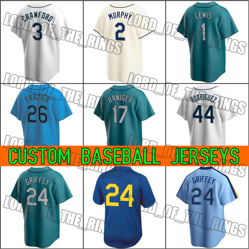 

Seattle Baseball 24 Ken Griffey Jr Jersey Mitch Haniger Julio Rodriguez Adam Frazier Jerseys Tom Murphy Robbie Ray Marco Gonzales Ty France Abraham Toro, Man custom jersey (ss)