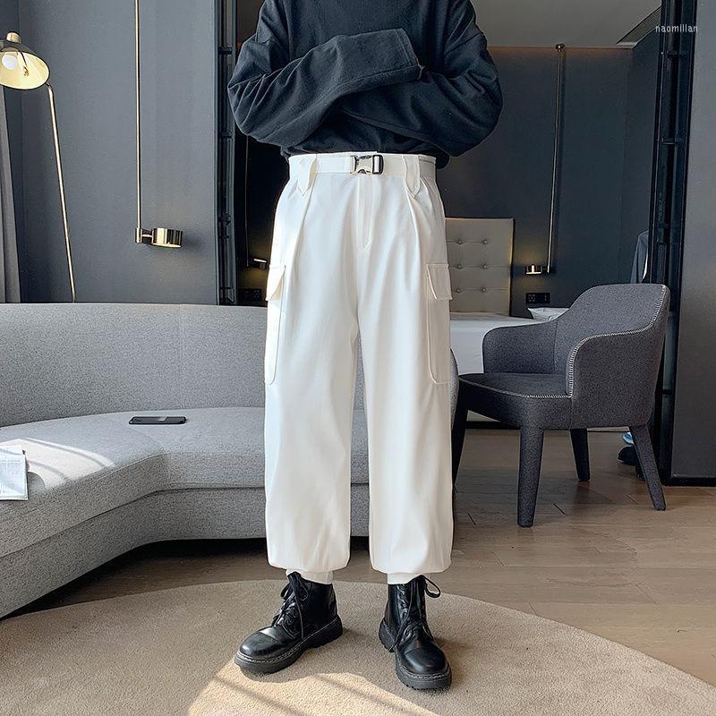 

Men's Pants Black/White Cargo Men Fashion Belt Pocket Casual Streetwear Loose Hip Hop Straight Mens Trousers -5XLMen's Naom22
