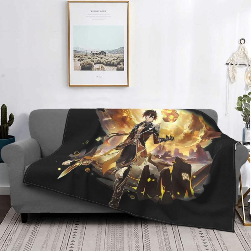 

Blankets Genshin Impact - Zhongli Official Character Wish Blanket Bedspread Plaid Crochet Luxury Bedspreads