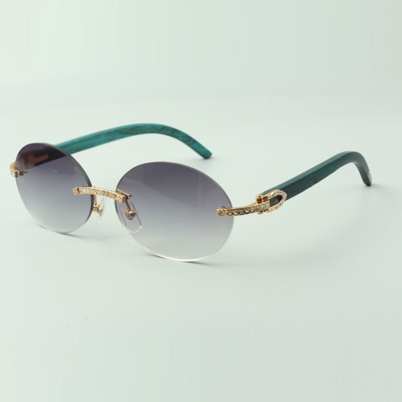 Petits ensembles de diamants Lunettes de soleil 8100903-B avec des bras en bois en bois et des lentilles ovales de 58 mm