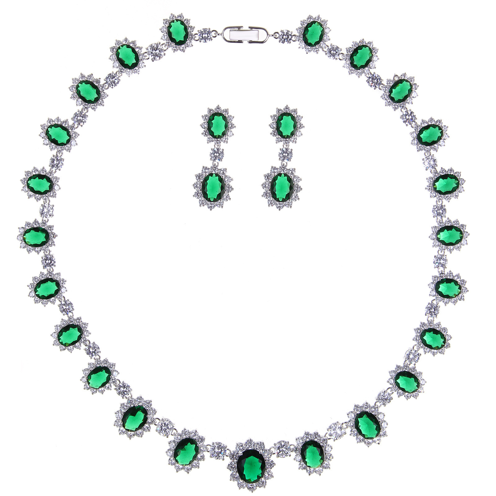 

Zircon Necklace Earring Set Bride Wedding Dress Toast Dress Accessories Gift Girl