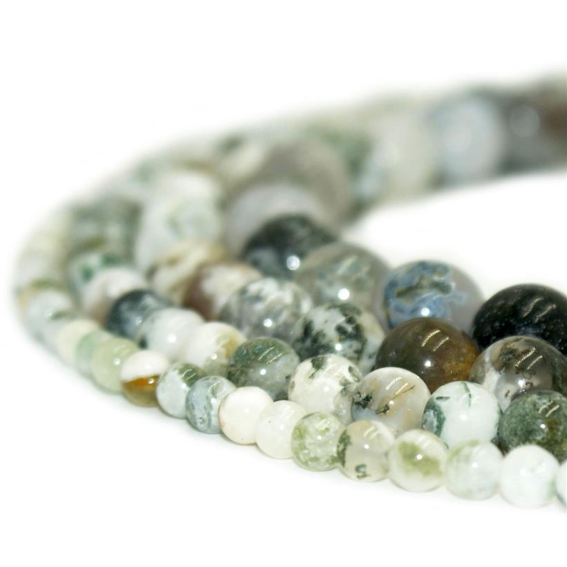 

Natural Stone Tree Agate Beads Round Gemstone Loose Beads for DIY Bracelet Jewelry Making 1 Strand 15 Inches 4 6 8 10 mm193A
