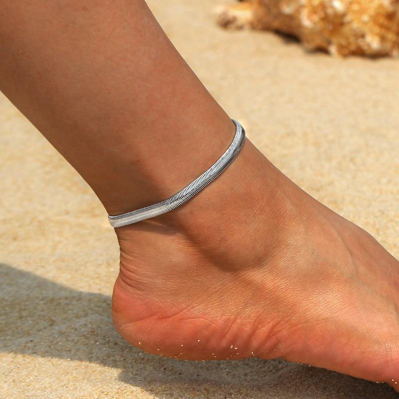 

Anklets Fashion Gold/Silver Snake Chain Women Beads Anklet Leg Ankle Bracelets Beach Foot Jewelry AccessoriesAnklets