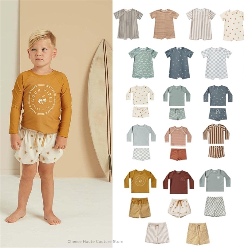 

RC Baby Boys Swimwears 112Y Summer Kids Simple Floral Toddler Striped Pattern Swimming Bathing Suits 220616, 14