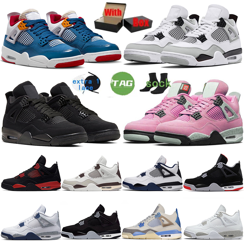 

High 4s Men Women Jumpman 4 Basketball Shoes J4 Messy Room White Sail Red Thunder Off University Blue Military Black Cat Bred Trainers Sports Sneakers Size 50 With Box, #b48 infrared 40-47 (2)