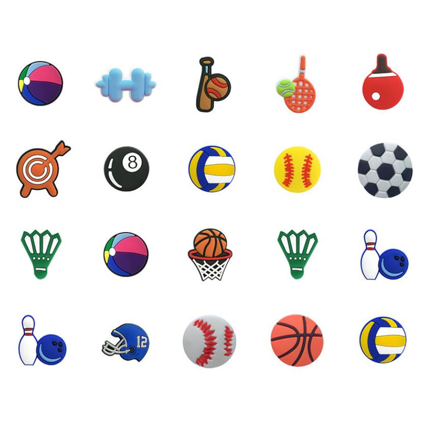 

Shoe Parts Accessories Shoes Wholesale Sports Football Soft Pvc Croc Charm Decoration Buckcle For Girl Clog Bracelet Wristband Party Gift