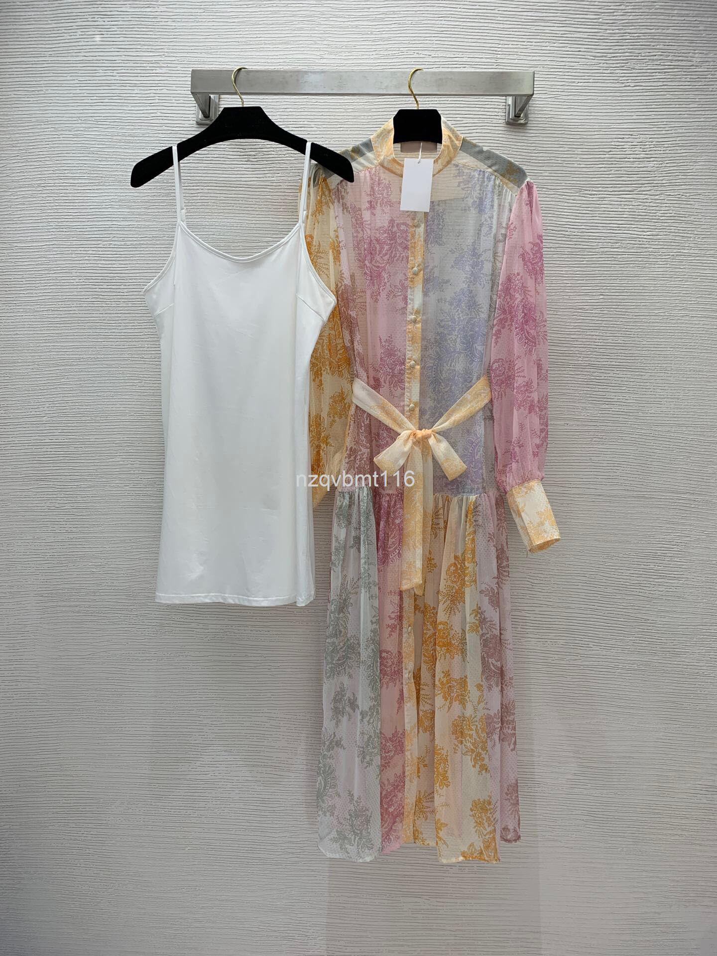 Casual Dresses Australia station spring and summer dress silk blend fabric contrast printing single breasted placket long stand collar skirt-image-757530716