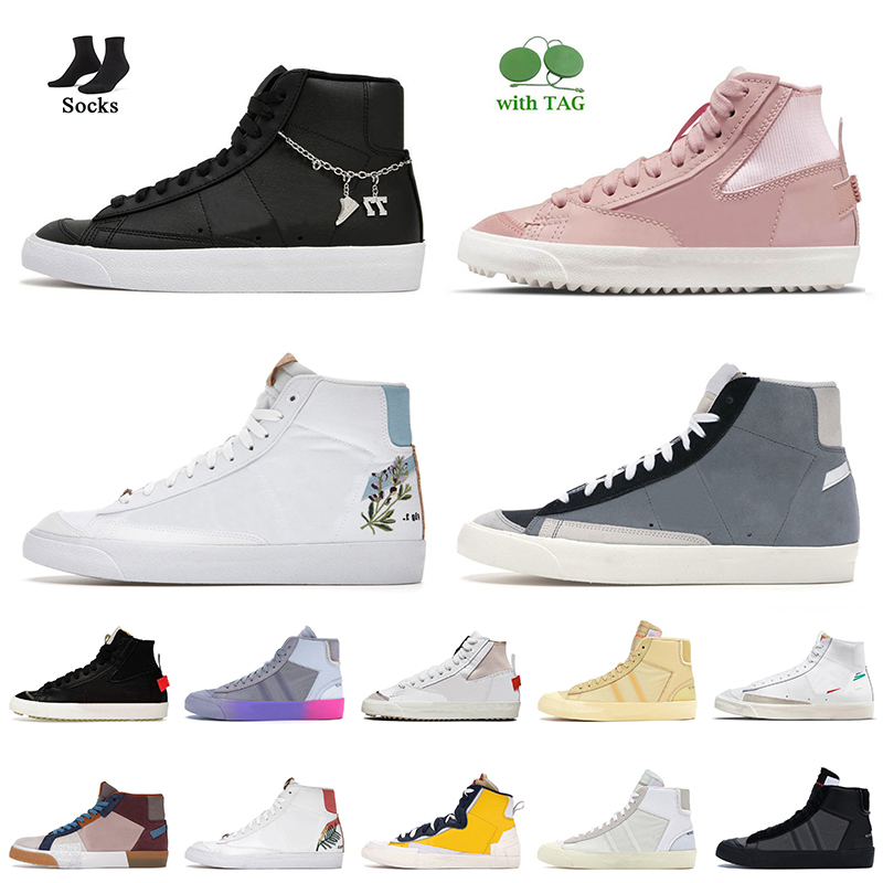 

2022 Top Fashion Blazer Mid 77 Vintage Women Mens Casual Shoes Black Pendants Pink Oxford Indigo Cool Grey All Hallows Eve Grim Reaper White University Blue Trainers, C65 black bright crimson 36-45