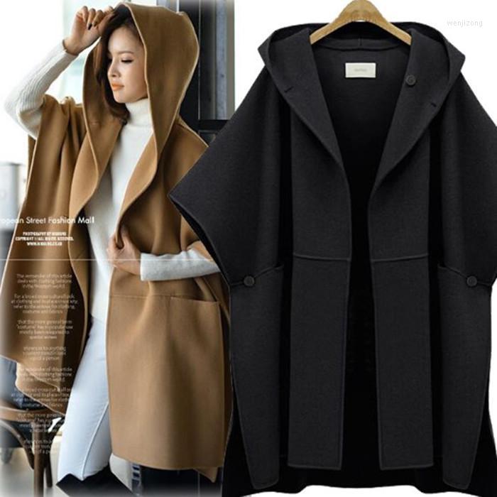 

Women's Wool & Blends 2022 D&H Autumn And Winter Bat Sleeve Cloak Woolen Coat Plus Size Loose Simple Casual Women Coats, Khaki