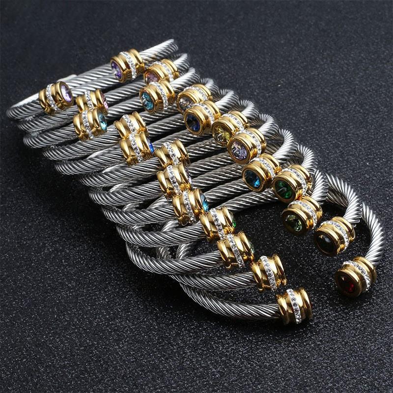 Bangle Stainless Steel Open Cable Wire Bangles Bracelets For Women Jewelry Ladies Silver Color Cuff-image-761628986