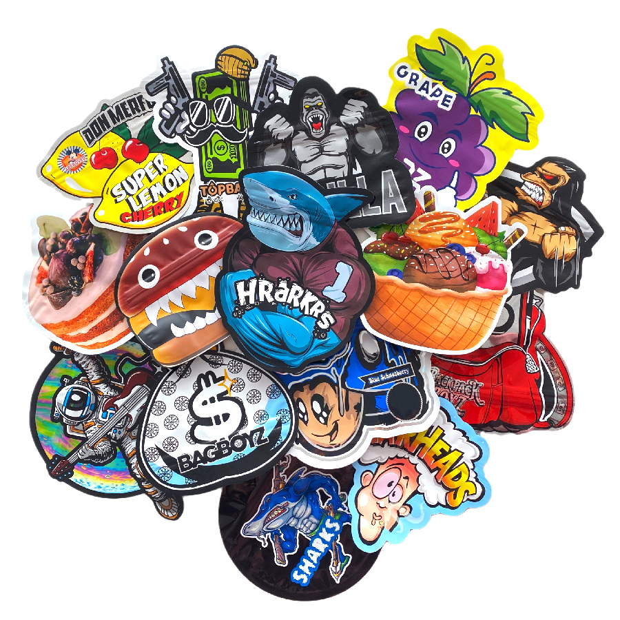 

Logo Candy Heart Different Unique Round Circle 3.5g bags Pack Irregular Smell Proof Special Plastic Die Cut Custom Shaped Mylar Bags