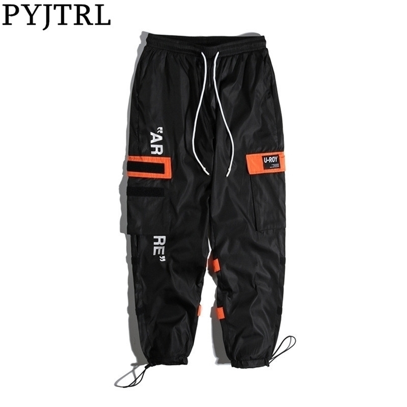 

PYJTRL Mens Thin Pockets Harem Pants Hip Hop Casual Male Trousers Fashion Casual Streetwear Pants 201126, Orange