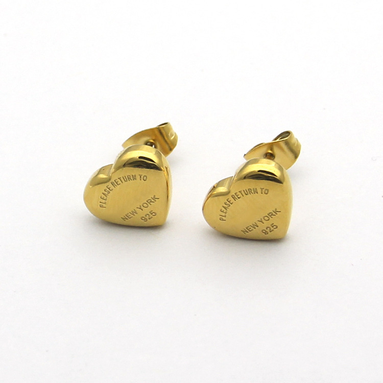 

Never fade no allergie wedding studs High Quality Extravagant Jewelry Stainless Steel letter Gold silver rose Plated heart love Stud earrings For girls Women