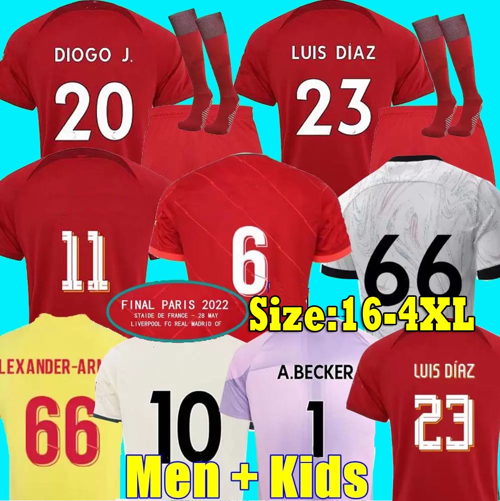 

21 22 23 season home away 3rd soccer jerseys 2022 2021 2023 Mohamed Diogo Luis DIaz KEITA football shirts ALEXANDER-ARNOLD men kids kits uniforms XXXL 4XL, 22 23 home+patch 2