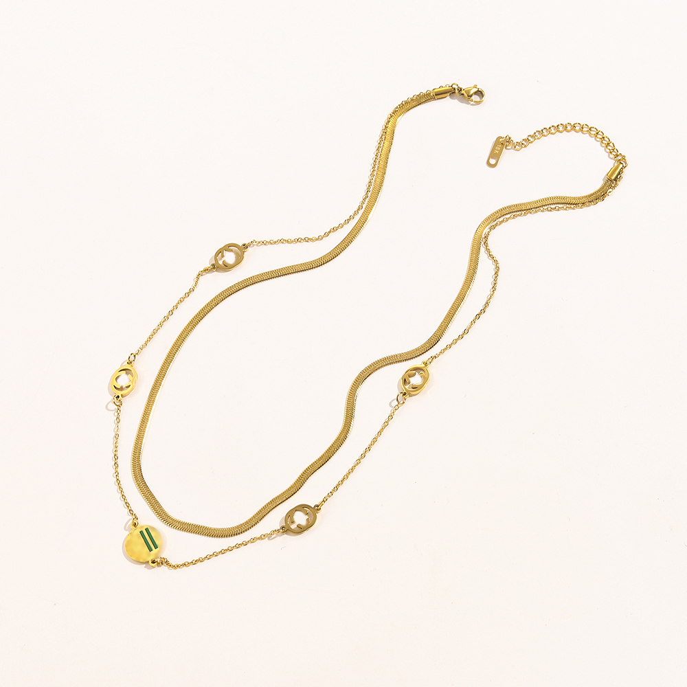 

Fashion Womens 18K Gold Plated Stainless Steel Designer Necklaces Choker Chain Letter Pendants Necklace Wedding Jewelry Accessories ZG1400