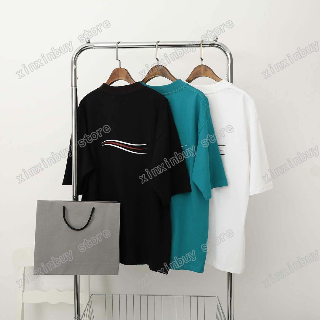 

22ss Women Designers t shirt tee wave letter print short sleeve Man Crew Neck paris Streetwear xinxinbuy white black blue XS-L