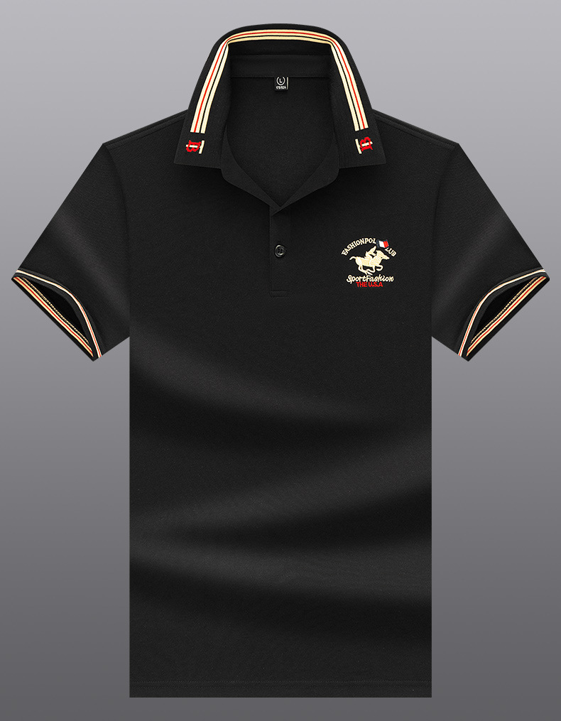 Polo d'affaires brodé pour hommes, chemise d'été à manches courtes imprimée à la mode, streetwear décontracté, haut tendance, grande taille, blan
