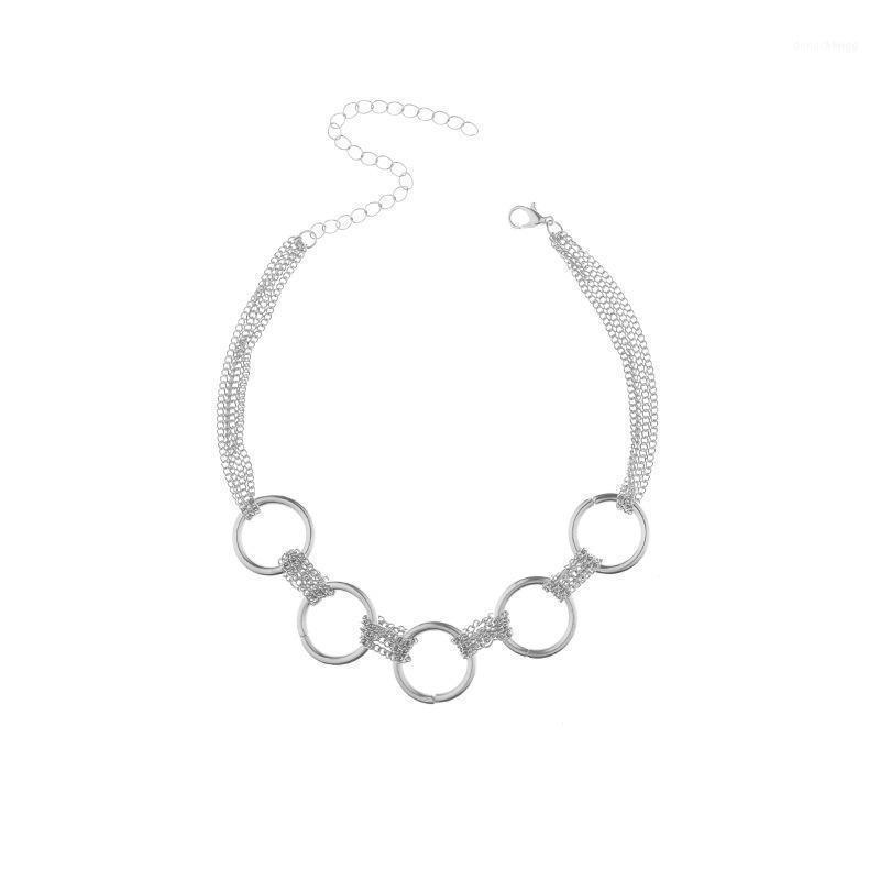 

Choker Collares Metal Chain Thick Circle Stitching Necklace Female Clavicle Chocker Chains Necklaces