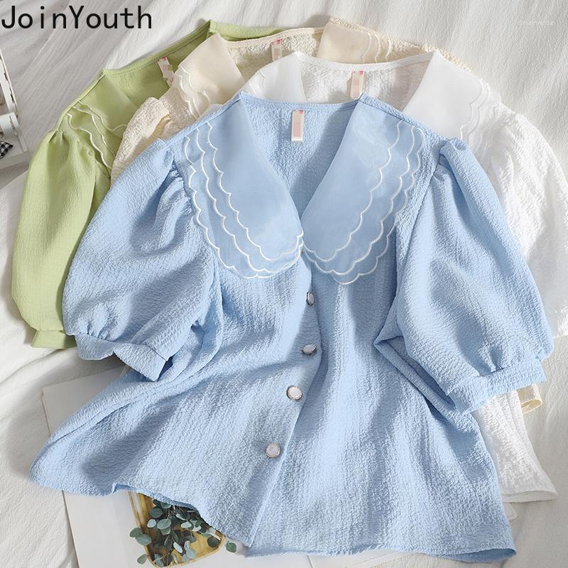 

Women's Blouses & Shirts Joinyouth Vintage Blouse Women Turndown Collar Puff Sleeve 2022 Blusas Mujer De Moda Korean Loose Fashion Tops Femm, White
