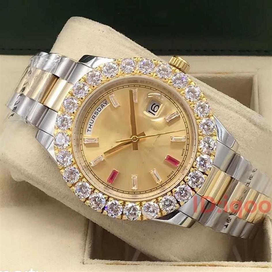 

Rose Gold Day Date President Automatic 2813 Diamond Iced Out Luxury Business Mens Designer Watches Men Watch Wristwatches man193p, Box