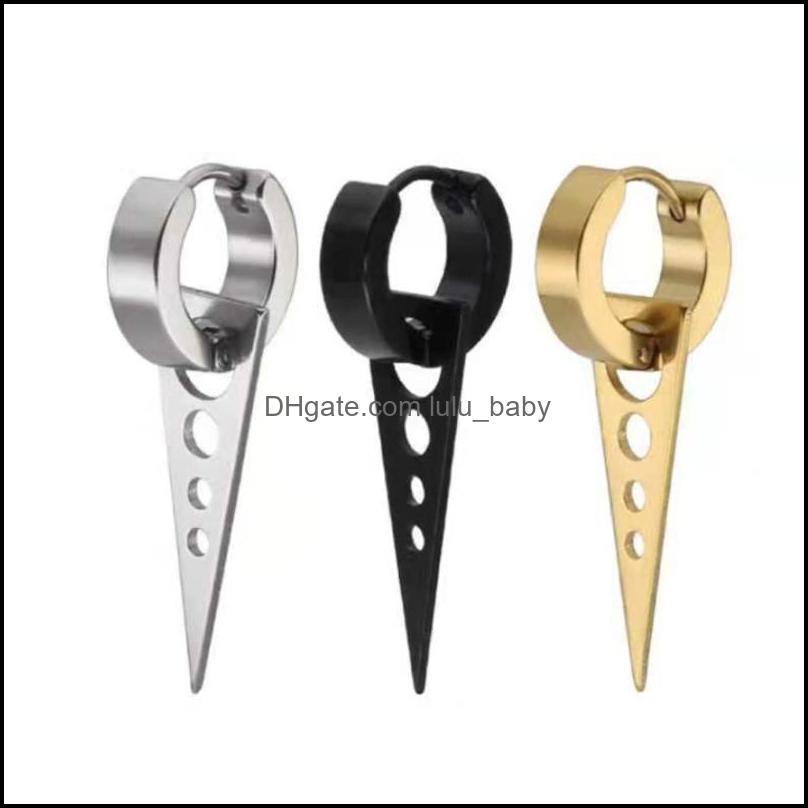

Body Arts Tattoos Art Health Beauty Punk Style Stainless Steel Triangle Dangle Hoop Earrings Stud For Men Women Stat Dhhzh