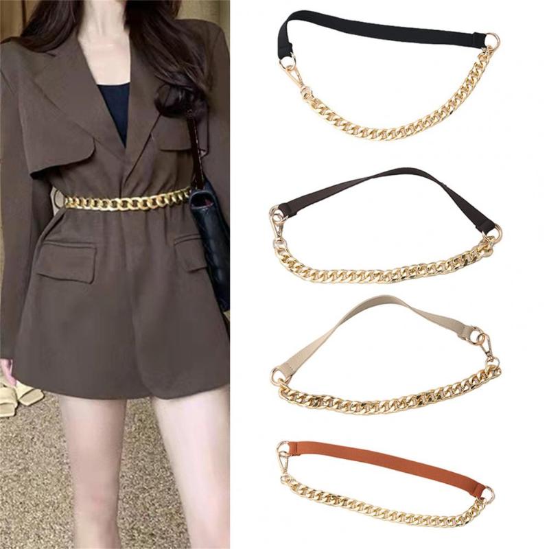 

Belts Waist Belt Fitted Portable Simple Stainless Durable Decorative Elastic Vintage Style Easy To Match Women Clothes OrnamentBelts, Black