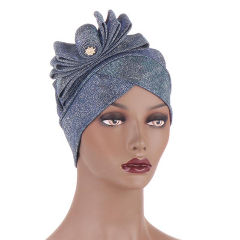 

Beanie/Skull Caps Women's Hats Spring Summer Floral Beanie Hat Muslim Stretch Turban Cap Hair Loss Headwear Hijib CapBeanie/Skull, Black