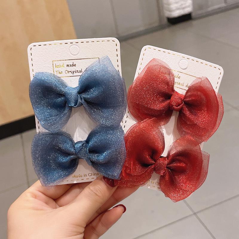 

Hair Accessories 2Pcs/Set Children's Bow Hairpin Sweet And Cute Duckbill Clip Simple Girl Bangs Korean HeaddressHair