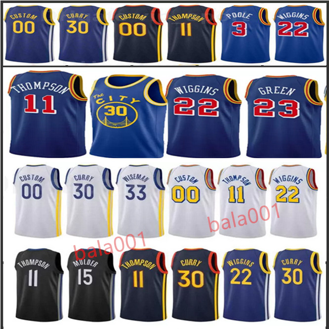 

Stephen 30 Curry Basketball Jersey State 3 Poole Draymond 23 Green Andrew 22 Wiggins Klay 11 Thompson Warriores stitched Jerseys blue Golden white black