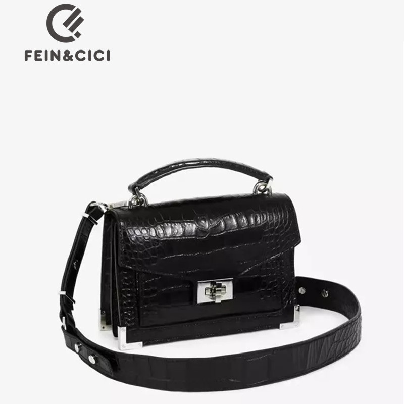 

Designer green flap tote bag women alligator crocodile print shoulder bag black crossbody messenger box purse 2022 spring new, Black god