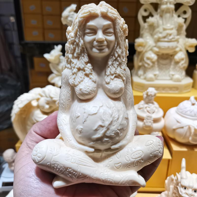 

Decorative Objects & Figurines Natural Crystal Stone Ivory Fruit Carving Earth Mother Statue Figure Sculpture Crafts Home Decoration 1pcs