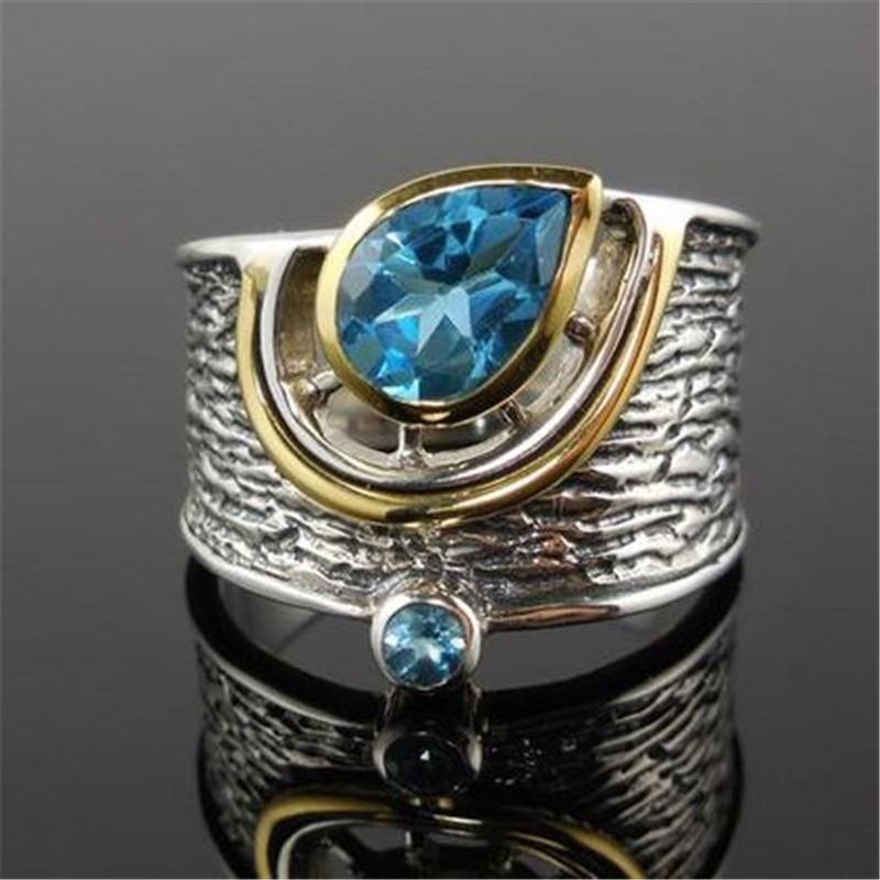 

Cluster Rings Drop Ethnic Wide Women Personality Design With Water Stone Female Men Party Ring Birthday Gift Jewelry RingCluster