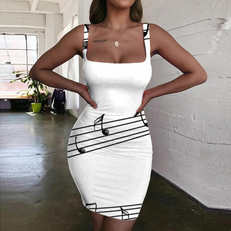 

Casual Dresses Giyu Music Women D Print Note Halter Sleeveless Art Bodycon Dress Womens Clothing Mini Evening Beach Korean StyleCasual Casua, Aadzl-11331