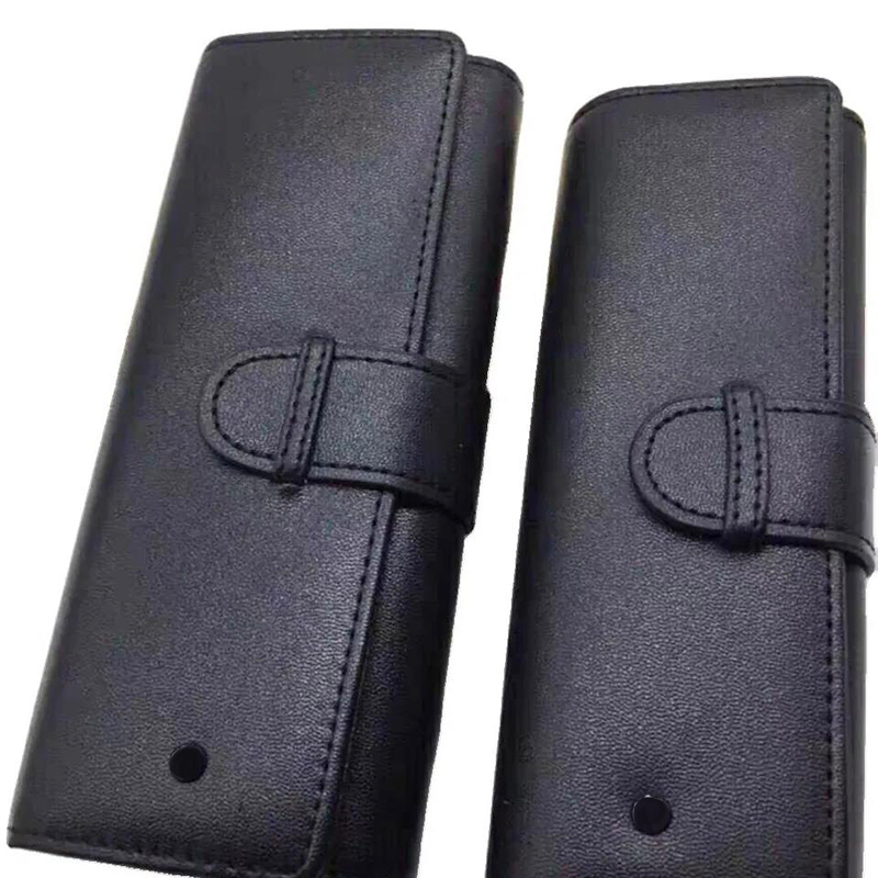 

LGP Luxury Black Leather Pen Bag Pencil Cases Holder High Quality Stationery Supplies Pencil Case As Gift