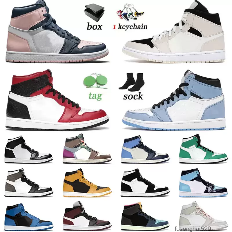 

Basketball Shoes 1 Atmosphere High UNC Men Women Jumpman 1s Sport Hand Crafted Seafoam Court Purple Shadow Light Smoke Grey Mens Trainers Sneakers With box, B49
