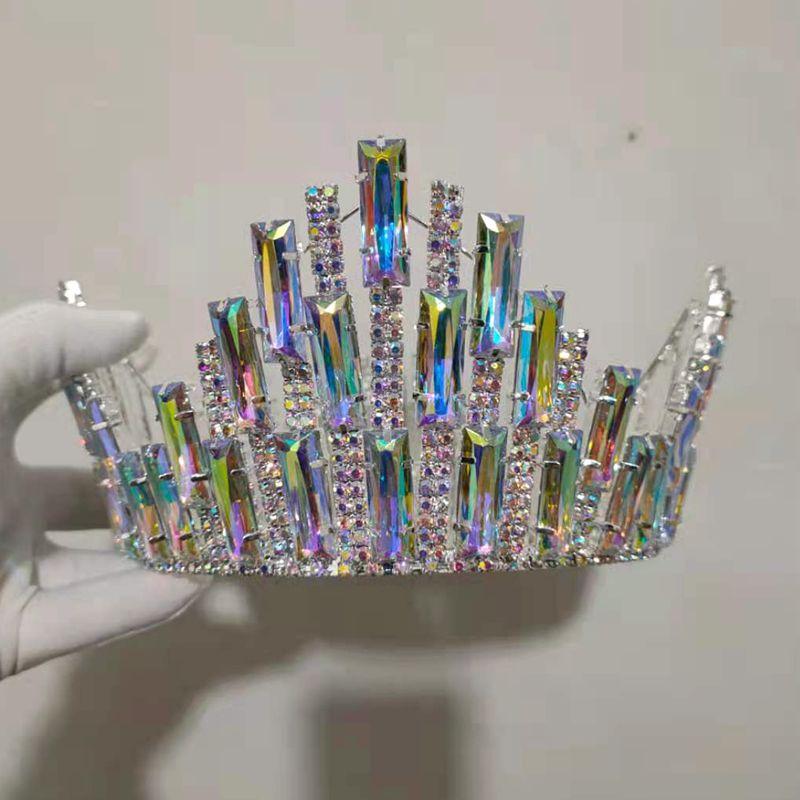 

Headpieces Beauty Women Tiras And Crowns Full Round Pageant Crown Wedding Head Piece For BrideHeadpieces