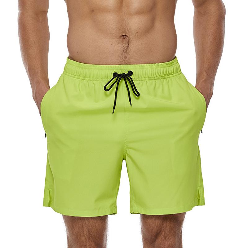 

Gym Clothing Men's Stretch Swim Trunks Quick Dry Beach Shorts With Zipper Pockets And Mesh LiningGym, Khaki