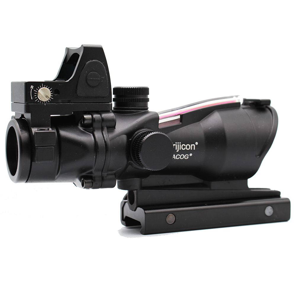 Jagende scope ACOG -stijl 4x32 Echte vezel Trijicon Duel verlichte zicht of groene vezel met RMR Micro Red Dot