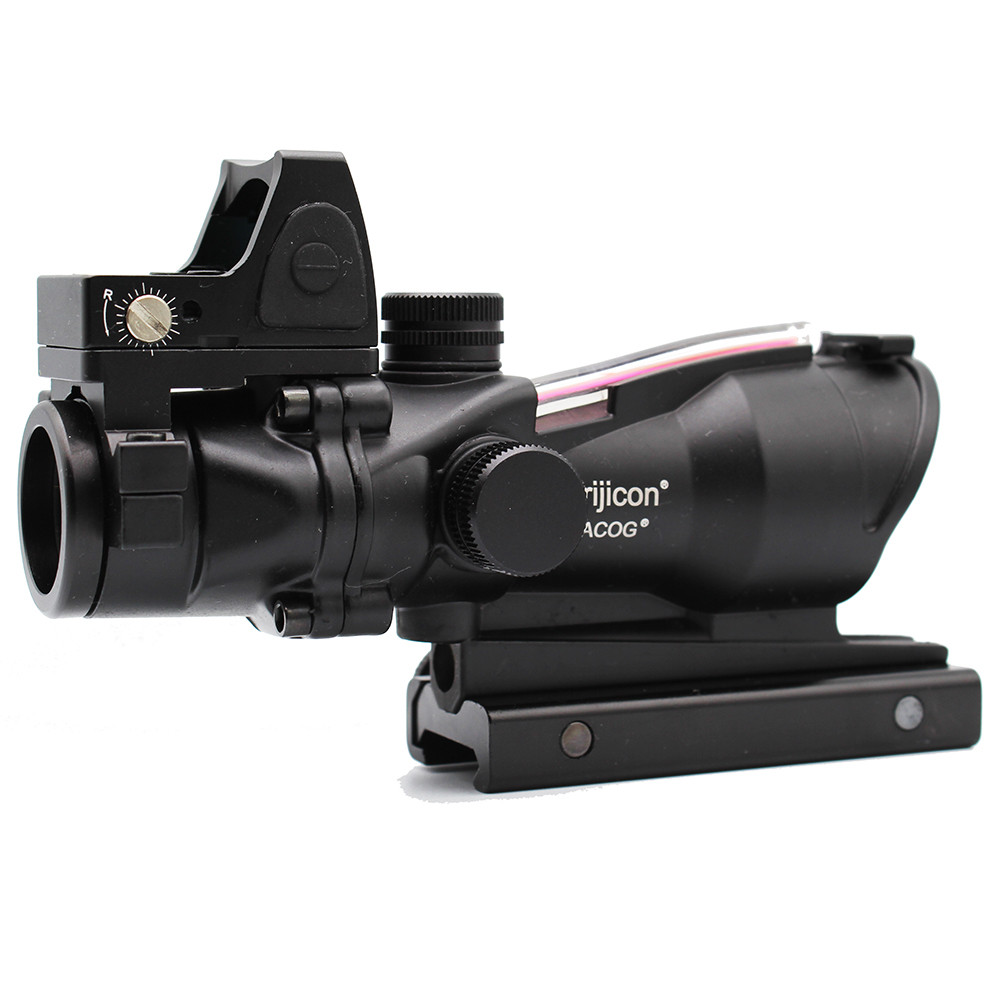 

Hunting Scope ACOG Style 4X32 Real Fiber Trijicon Duel Illuminated Sight or Green Fiber w/ RMR Micro Red Dot