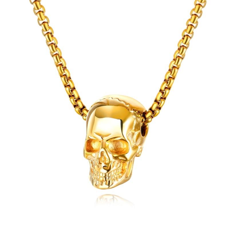 

Pendant Necklaces Classic Personality Gold-Plated Skull For Men Fashion Domineering Punk Style Hip-Hop Rock Jewelry Gift