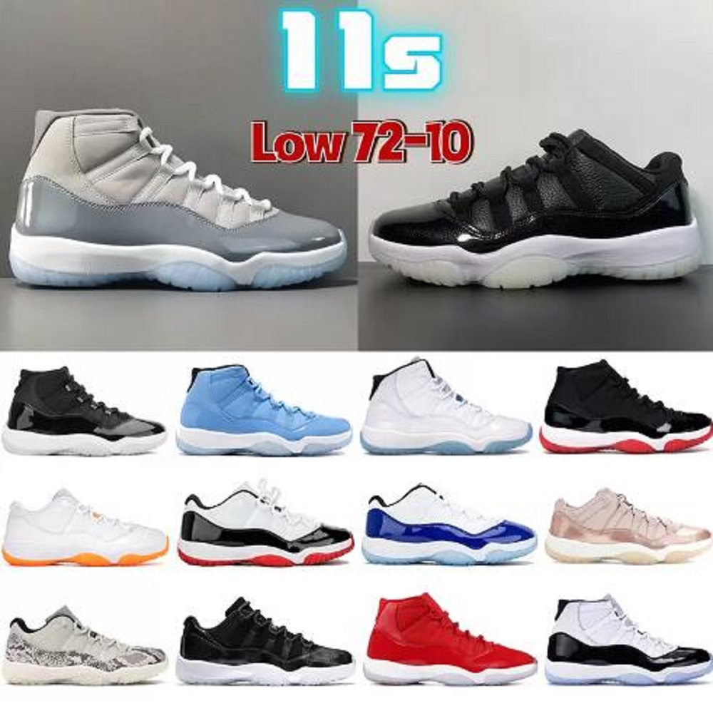 

Newest 72-10 Cool grey 11 11s mens basketball Shoes 25th Anniversary low legend University blue white bred concord pantone cap and gown men women sneakers trainers, # 42