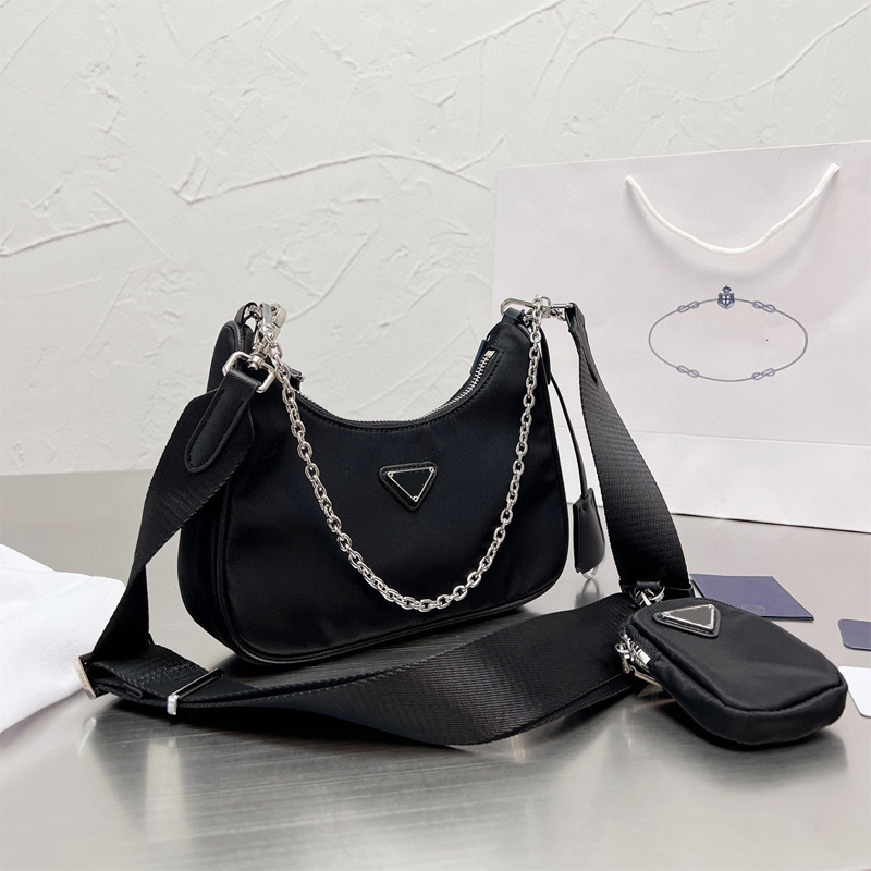 

Shoulder Bags Designers Luxurys Ladies Three-piece Bag Handbag Women Fashion Mother Nylon Crossbody Letter Purse Handbags Chains Wallet, Color 01