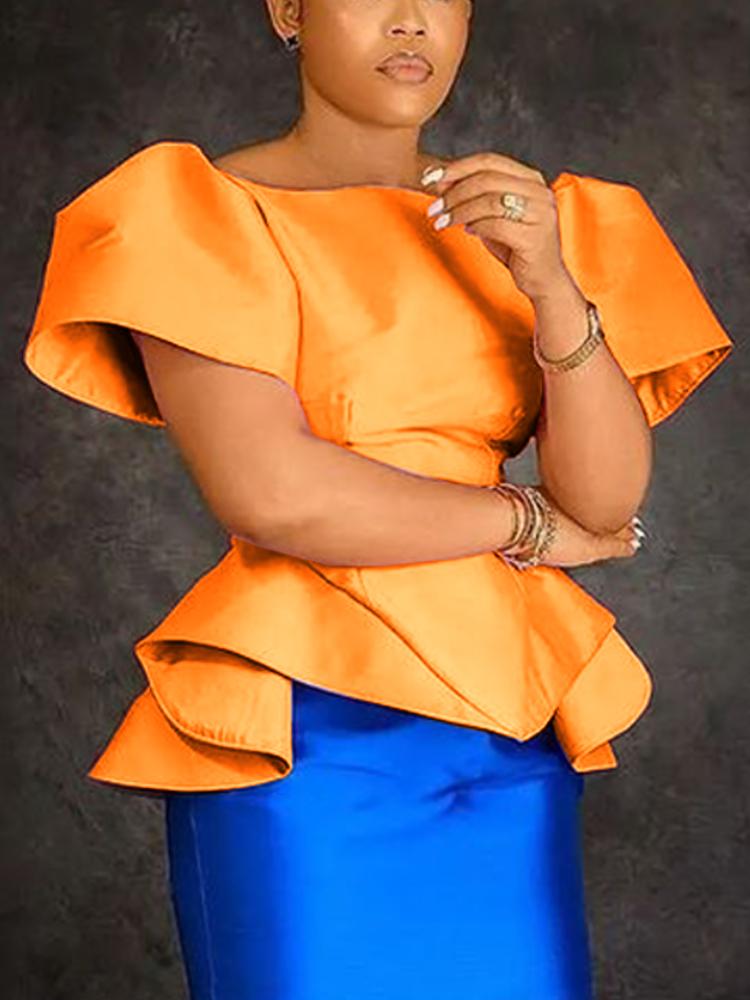 

Women' Blouses & Shirts Dressy Blouse Women Elegant Shiny Summer Bare Shoulder Short Sleeves Peplum Tops Trendy Sparkly African Evening Par, Pink