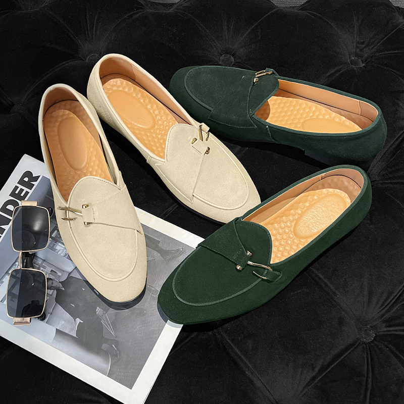 

Men Summer Casual Leather Shoes Faux Suede Round Toe Flat Heel Trend Retro Metal Buckle Fashion Classic Youth Nightclub Hair Stylist Shoes CP213, Clear